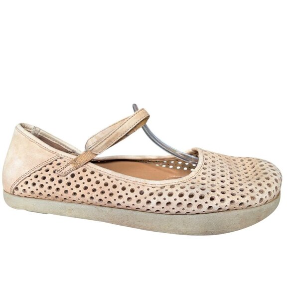 Kalso Earth Solar 3 Camel Leather Laser Cut Mary Jane Loafer Shoes Womens 8.5 B - Picture 1 of 13